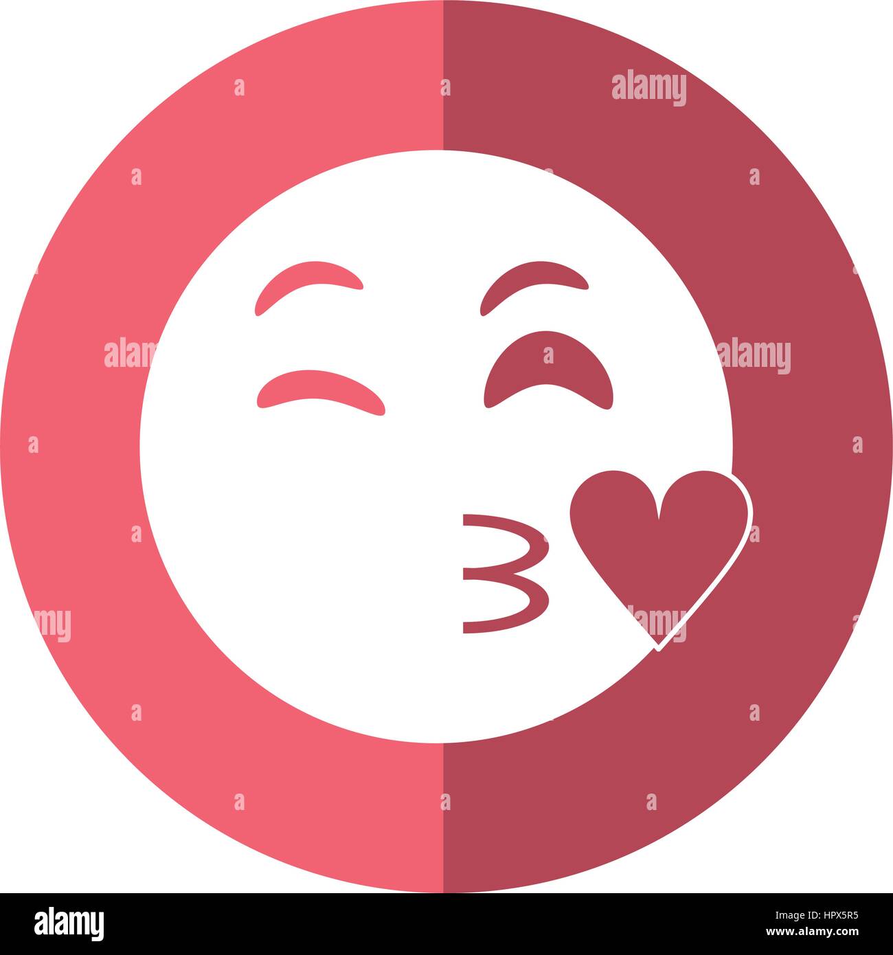 Beso amor emoticono gracioso sombra Ilustración del Vector