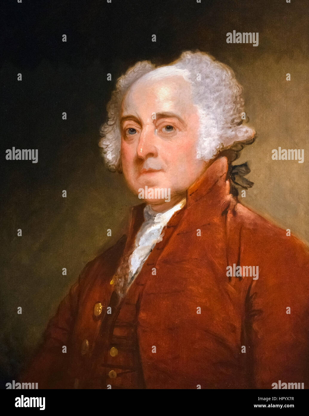 John Adams. Retrato del segundo presidente de Estados Unidos, John Adams (1735-1826) por Gilbert Stuart, oleo sobre madera, c.1821 Foto de stock