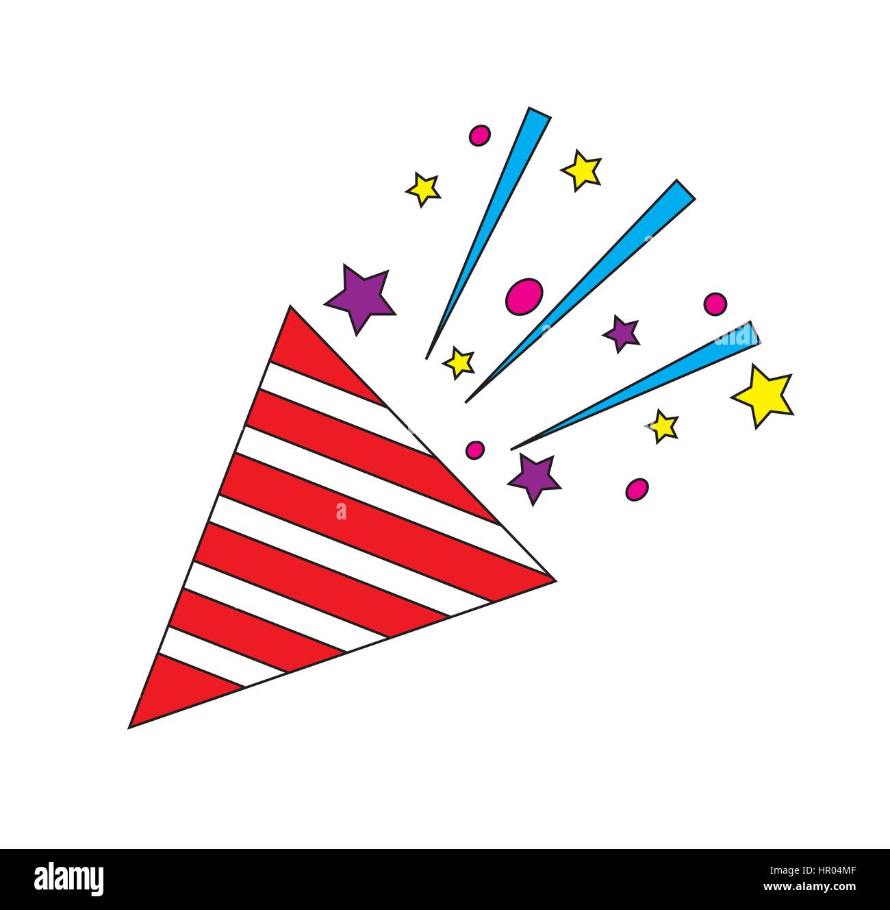 Icono de confeti party popper vector aislado en fondo blanco. Ilustración del Vector