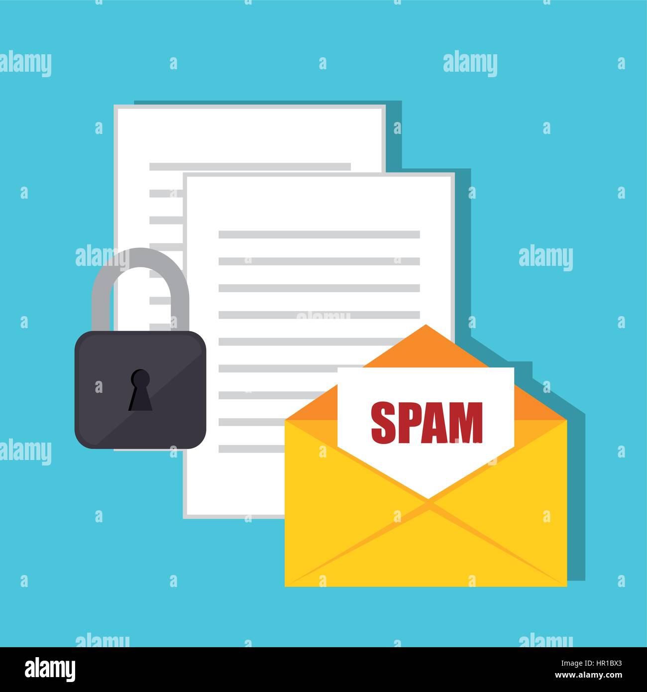 El icono de correo electrónico spam Ilustración del Vector
