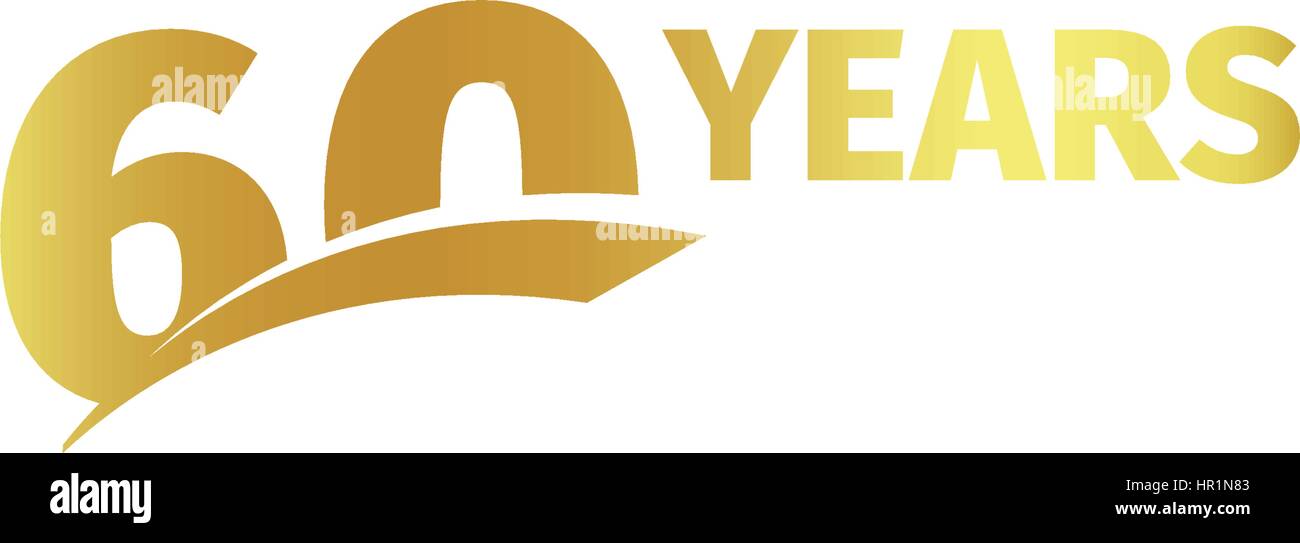 Número de color dorado aislado con Word 60 años icono en fondo blanco, elemento de tarjeta de felicitación de cumpleaños aniversario ilustración vectorial. Ilustración del Vector