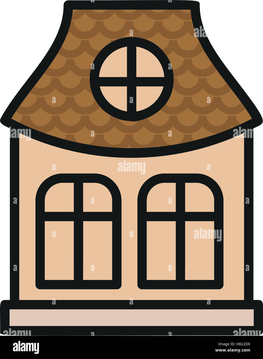 Color rosa aislada casa municipal de baja altura en lineart, elemento de icono de estilo edificio arquitectónico urbano ilustración vectorial. Ilustración del Vector