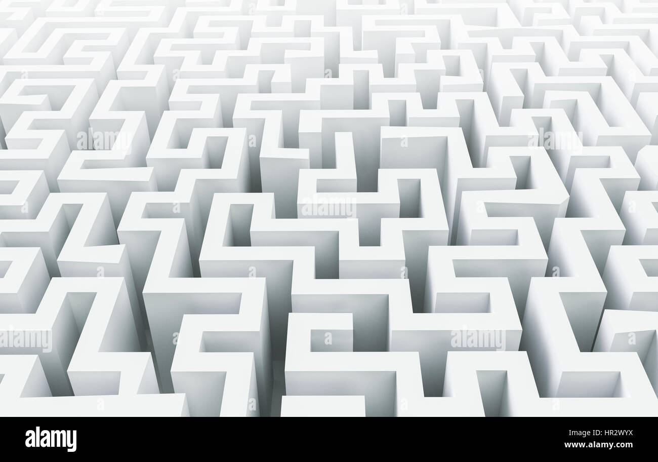 Antecedentes laberinto blanco,3D rendering Foto de stock