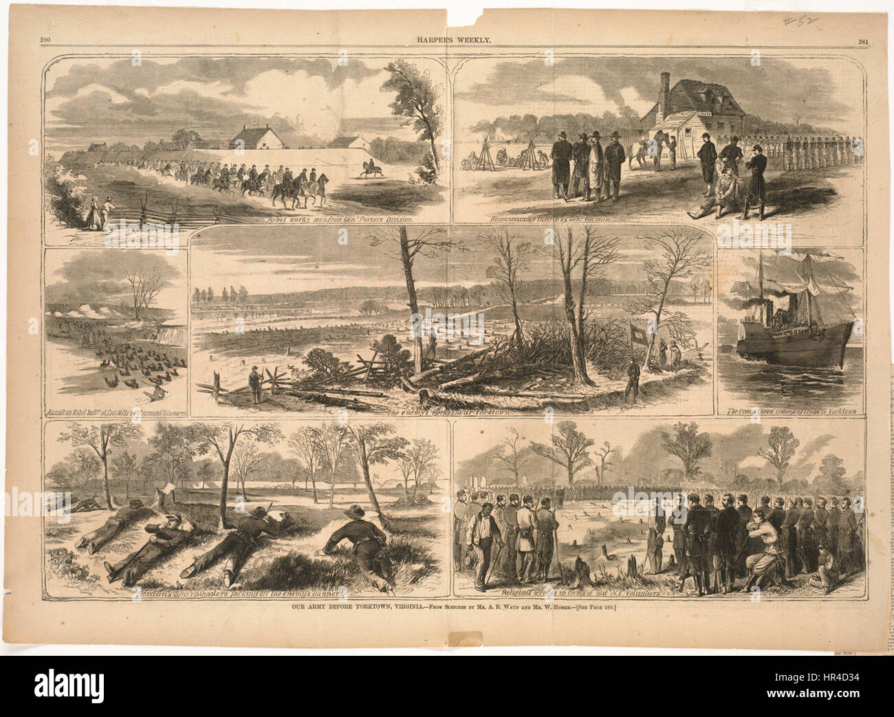 Nuestro ejército antes de Yorktown, Virginia (Boston Public Library) Foto de stock