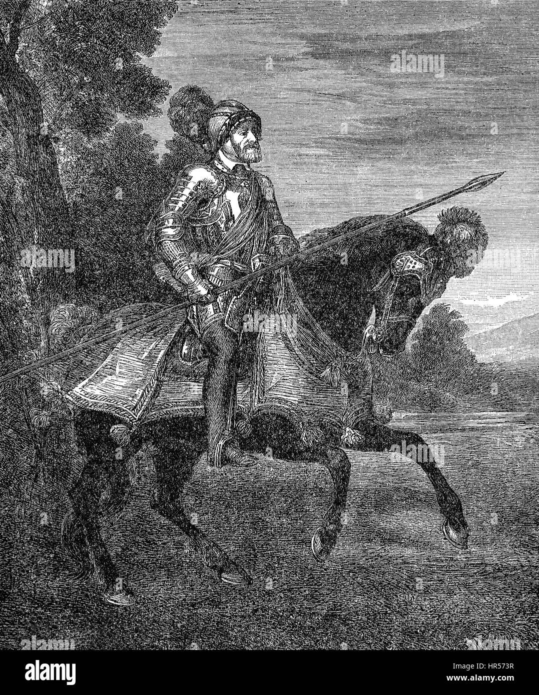 Charles V, 1500 1558, el emperador del Sacro Imperio Romano Germánico, en la batalla de