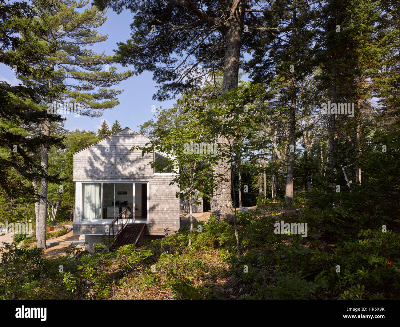 Vista de madera. Punto espejo House, Annapolis Royal, Canadá. Arquitecto: MacKay-Lyons Sweetapple, 2015. Foto de stock