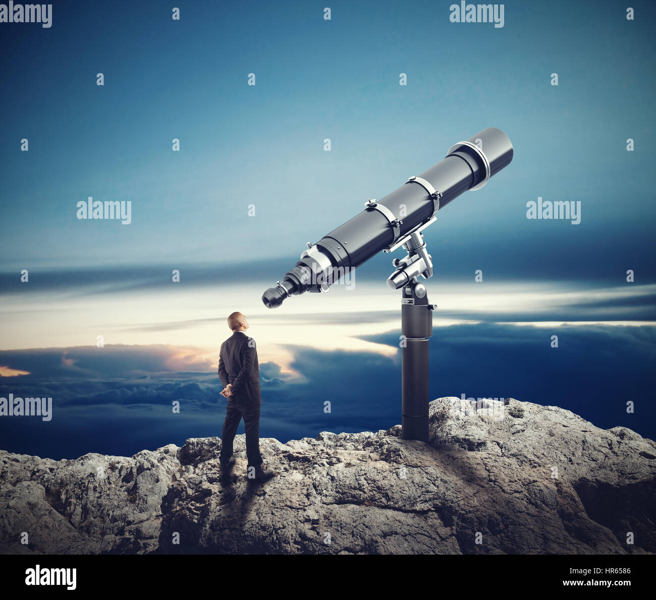Mirando hacia el futuro. 3D Rendering Foto de stock