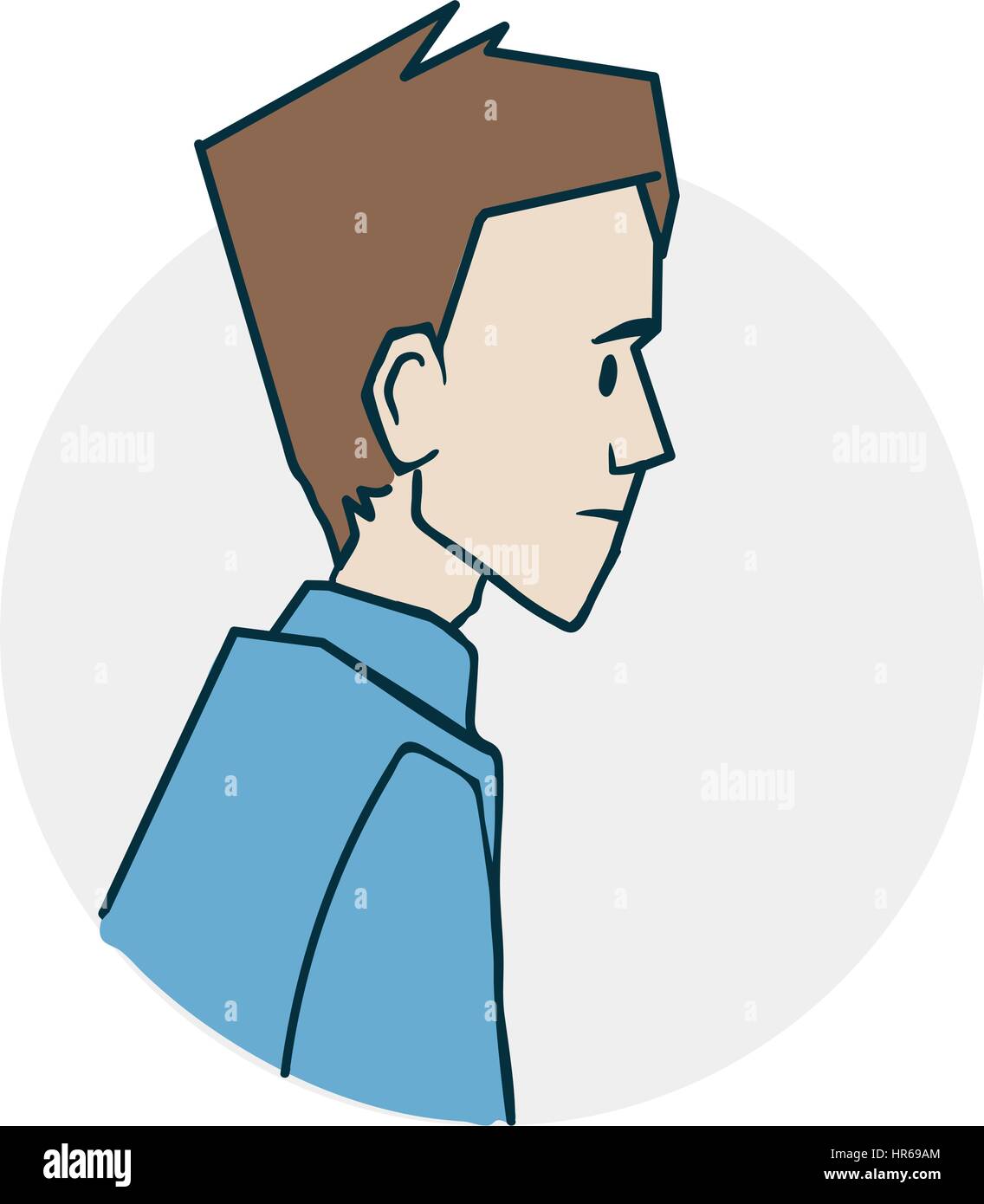 Imagen de un hombre joven de perfil. Icono de un gracioso estilo de dibujos  animados Imagen Vector de stock - Alamy