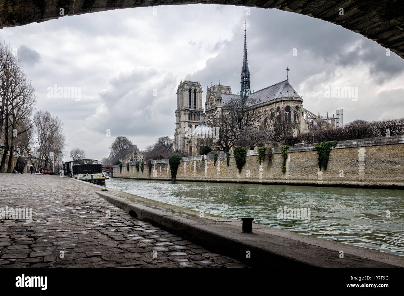 Vista escénica en Notre-Dame de París y la Ile de la CITE Foto de stock