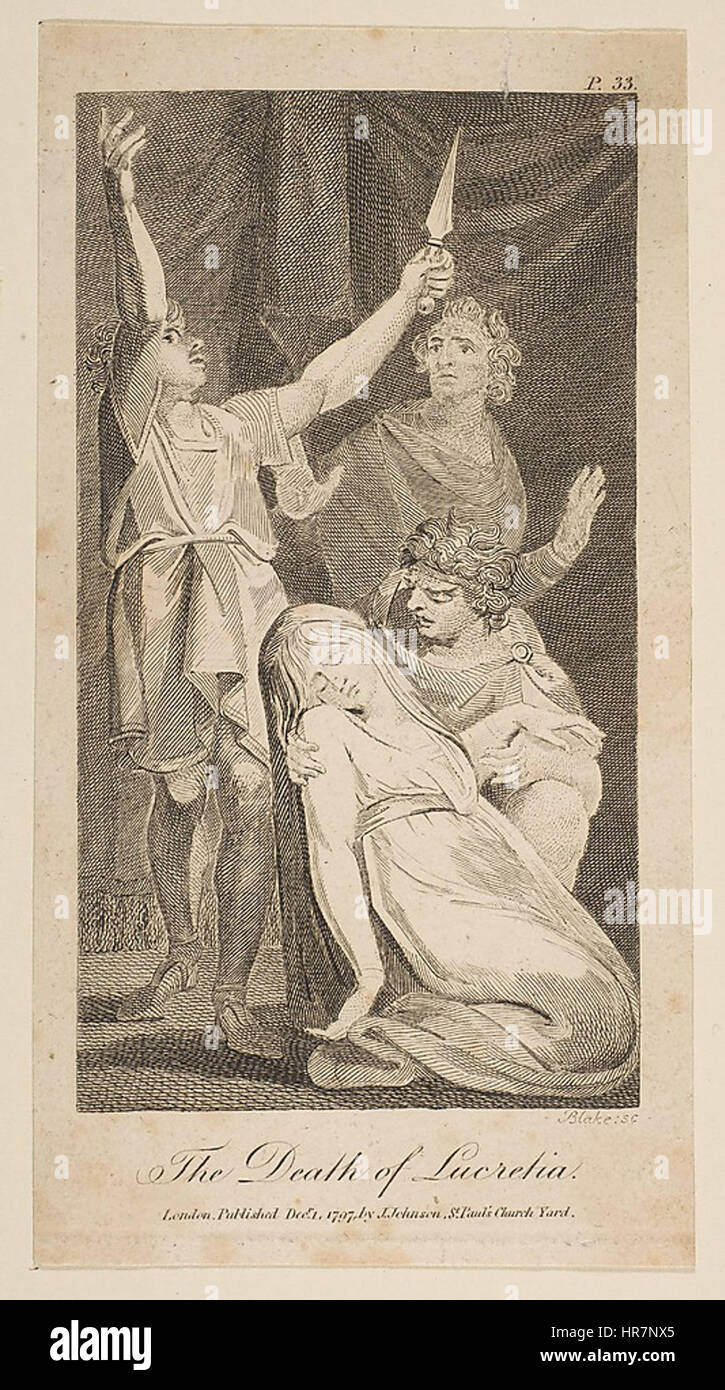 William Blake la muerte de Lucrecia, de Allen de nuevo e imparcial de la historia romana Foto de stock