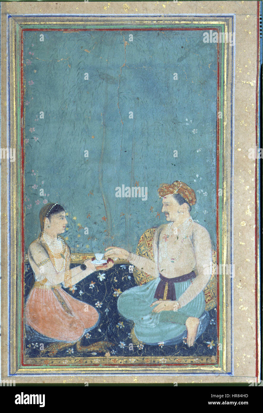 El emperador Jahangir toma una taza de una bandeja ofrecido por una joven (6125039010) Foto de stock