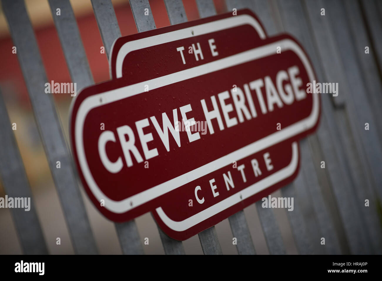 Firmar por el Centro del Patrimonio en Crewe, Cheshire, Inglaterra, Reino Unido Oriental. Foto de stock