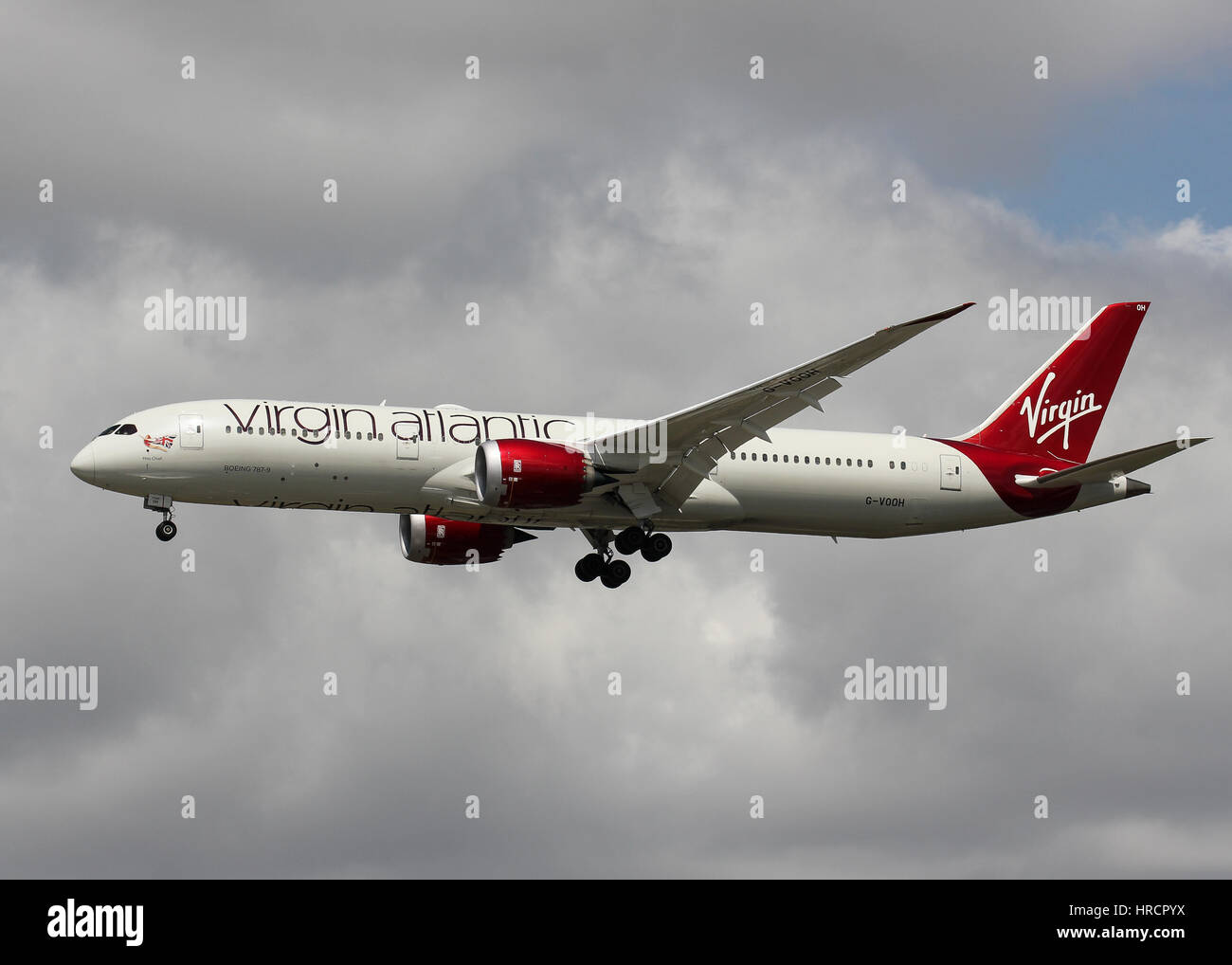 Virgin Atlantic Boeing 787-900 - Aeropuerto de Heathrow de Londres Foto de stock