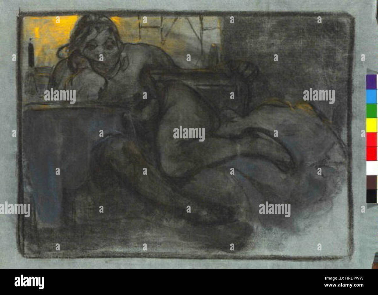 Autor Alfons Mucha 24.7.1860-14.7.1939 - La llamada absint Studie zeny Foto de stock