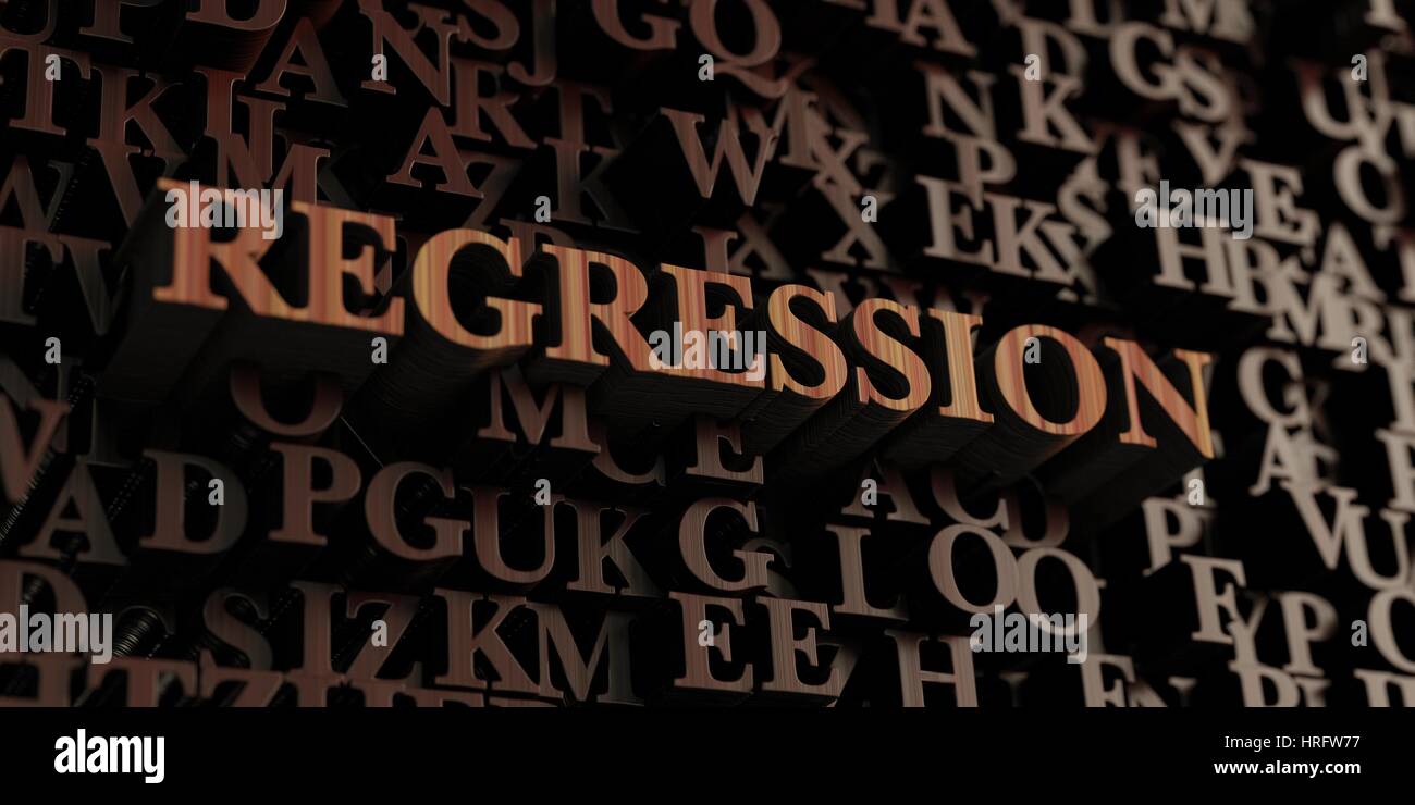 Regresión - Madera letras 3D prestados/mensaje. Puede ser utilizada para un anuncio de banner en línea o una postal de impresión. Foto de stock
