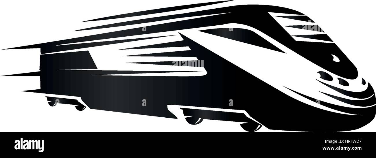Monocromo aislado estilo de grabado moderno tren conjunto de logotipos ilustración vectorial sobre fondo blanco. Ilustración del Vector