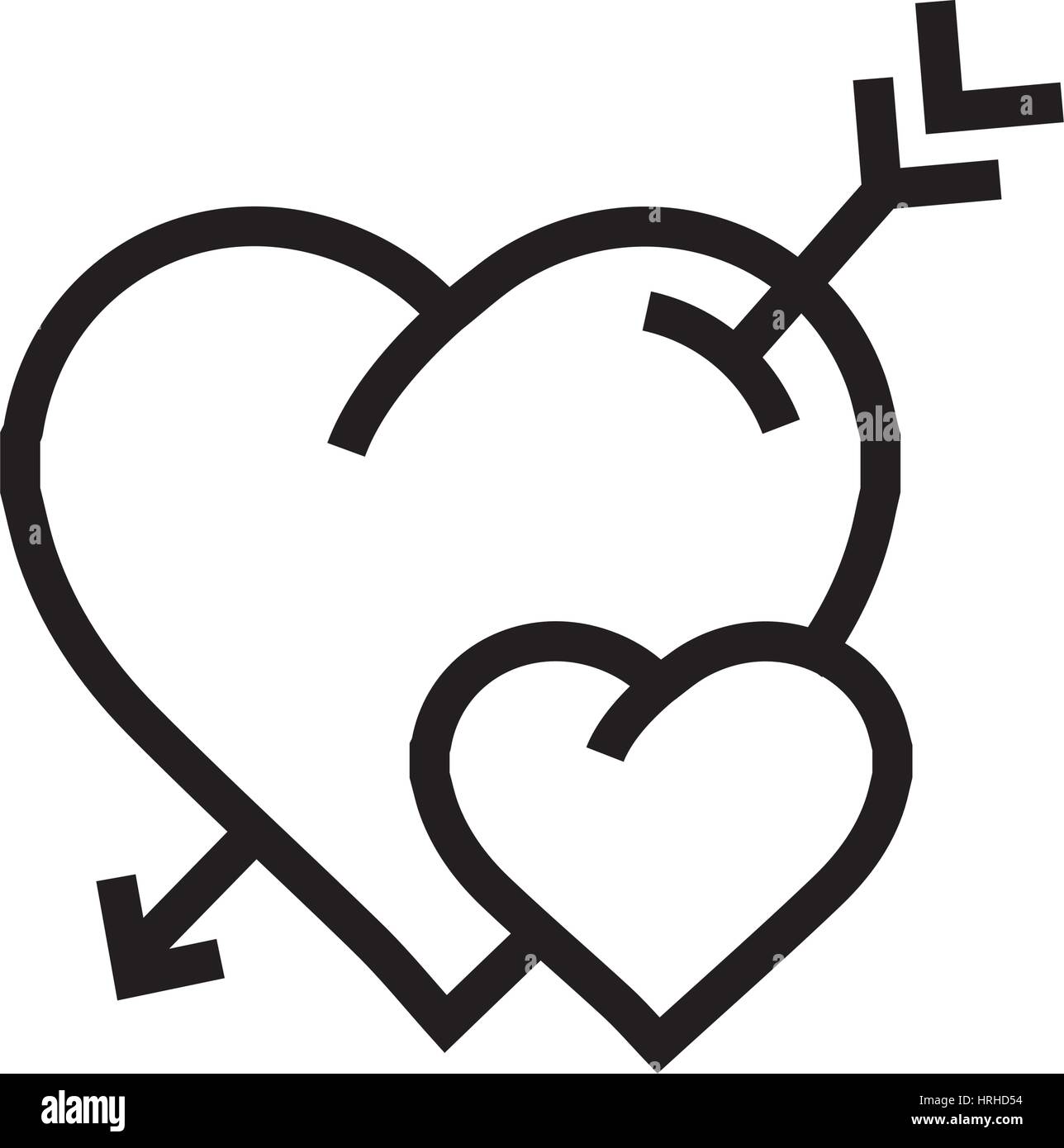 Icono de flecha el corazón de dibujos animados Imagen Vector de stock -  Alamy