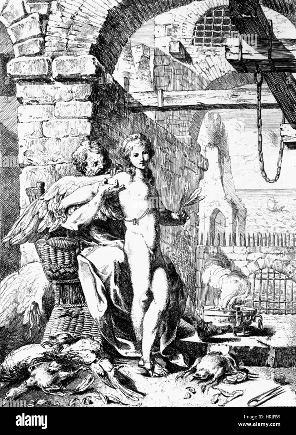 Daedalus e Ícaro, la mitología griega Foto de stock