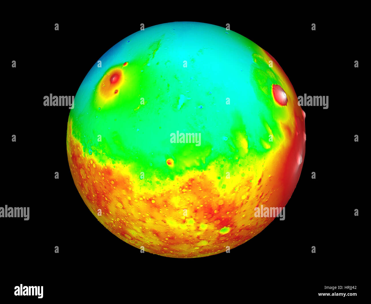 La topografía marciana, el Altímetro Láser del Orbitador de Marte Foto de stock