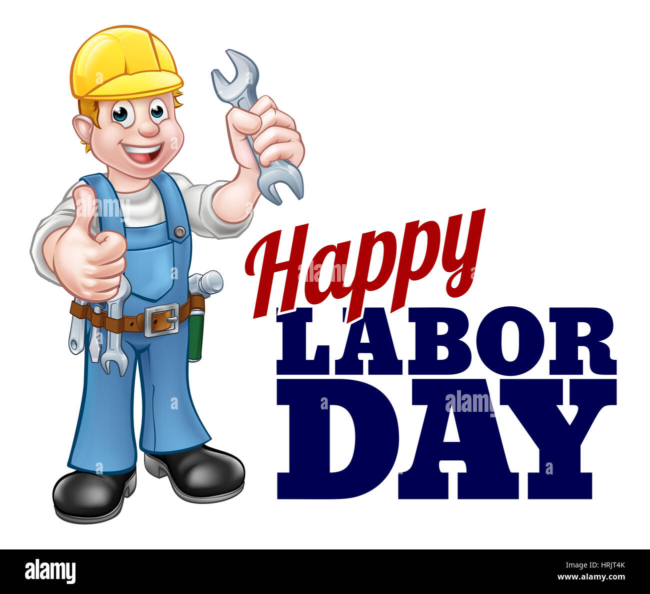 Un Feliz Día del Trabajo diseño con un trabajador de dibujos animados dando un Thumbs up Fotografía de stock - Alamy Un Feliz Día del Trabajo diseño con un trabajador de dibujos animados dando un Thumbs up Fotografía de stock - Alamy
