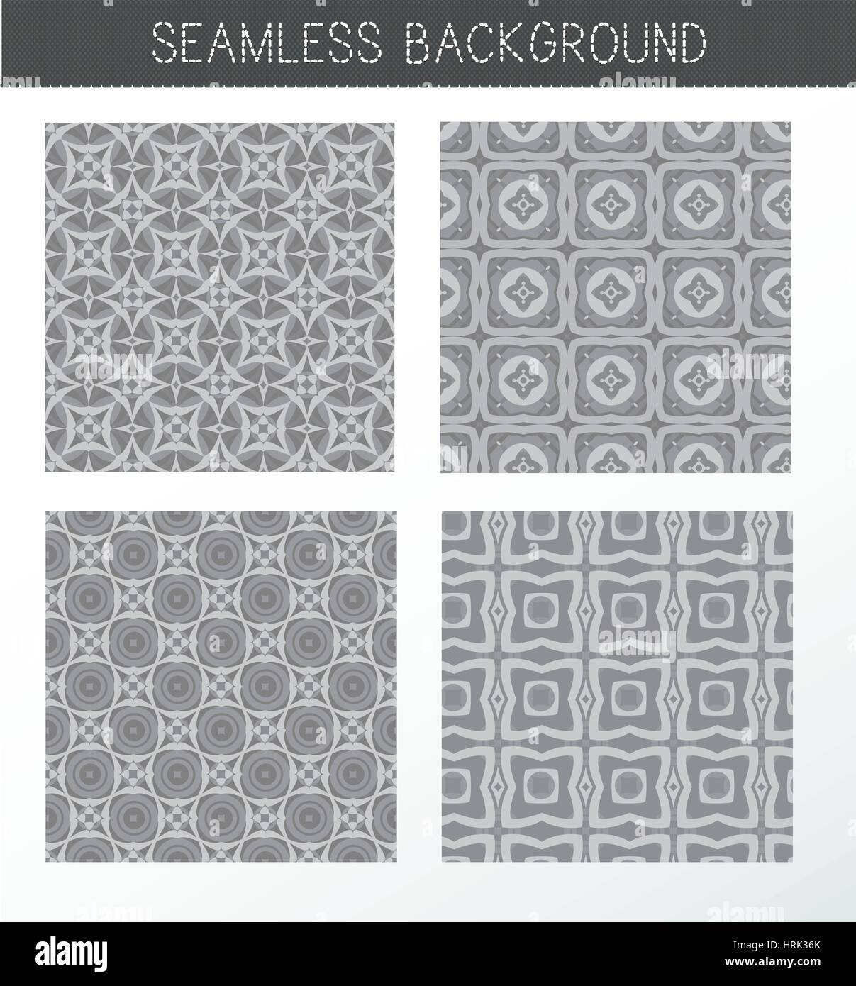 Colección de fondos de grises sin fisuras. Conjunto de azulejos y patrones de celosía. Vintage elementos decorativos. El Islam, India. Baldosas de cerámica. Conjunto de hermosas eth Ilustración del Vector