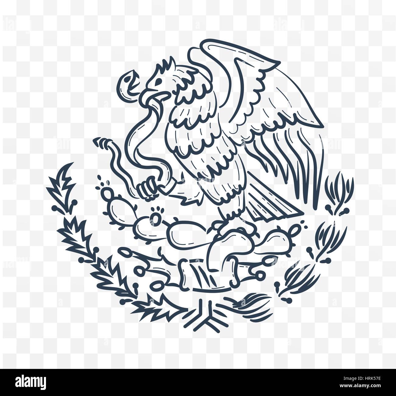 Escudo de armas de México, símbolo del águila y la serpiente. Icono blanco  y negro silueta en un estilo lineal Imagen Vector de stock - Alamy