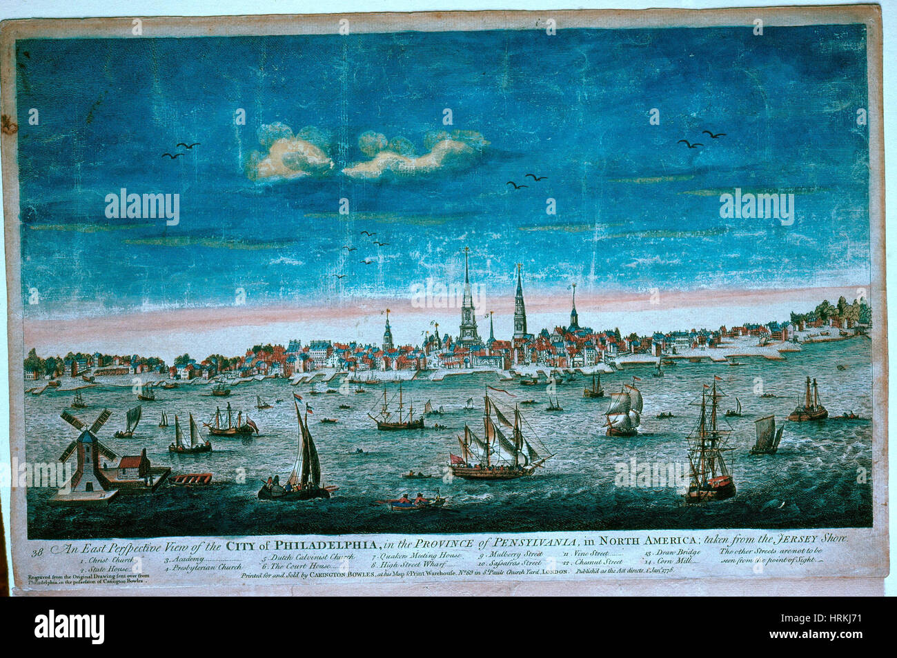 Grabado de Filadelfia, 1778 Foto de stock