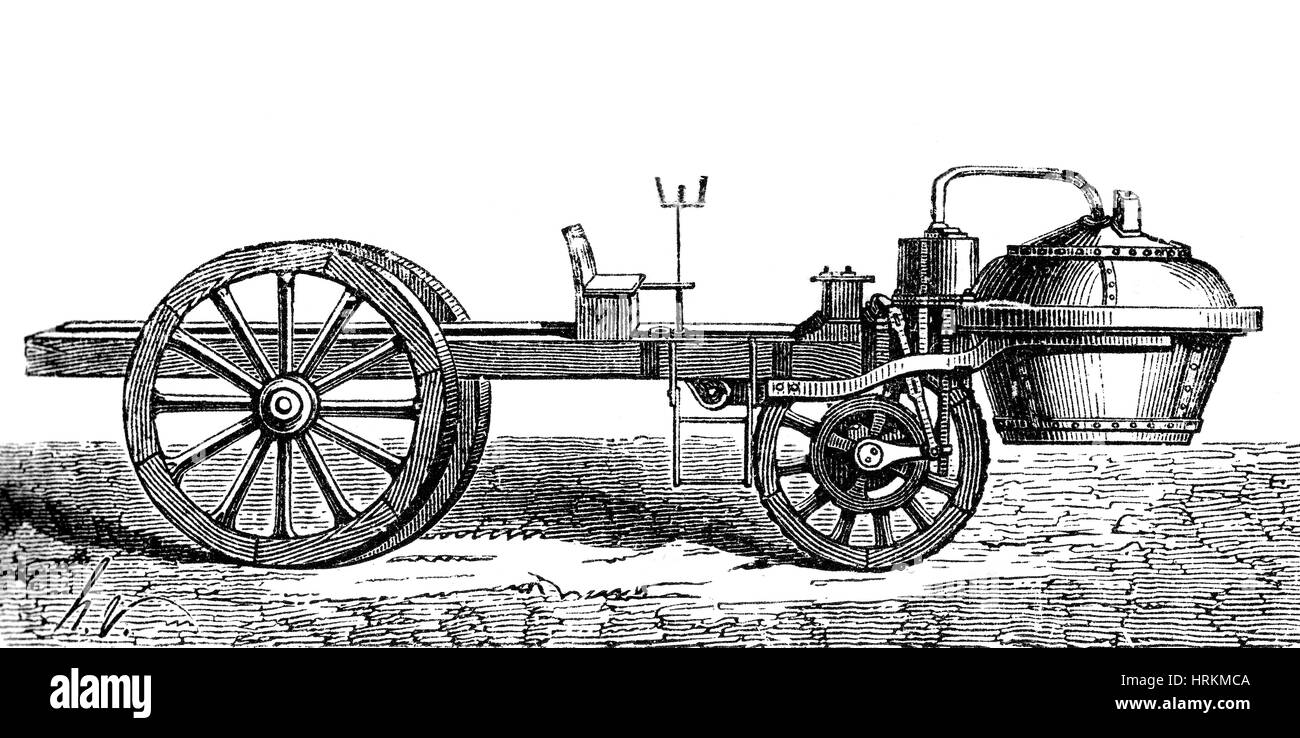 Carro de Vapor Cugnot, Siglo XVIII Foto de stock