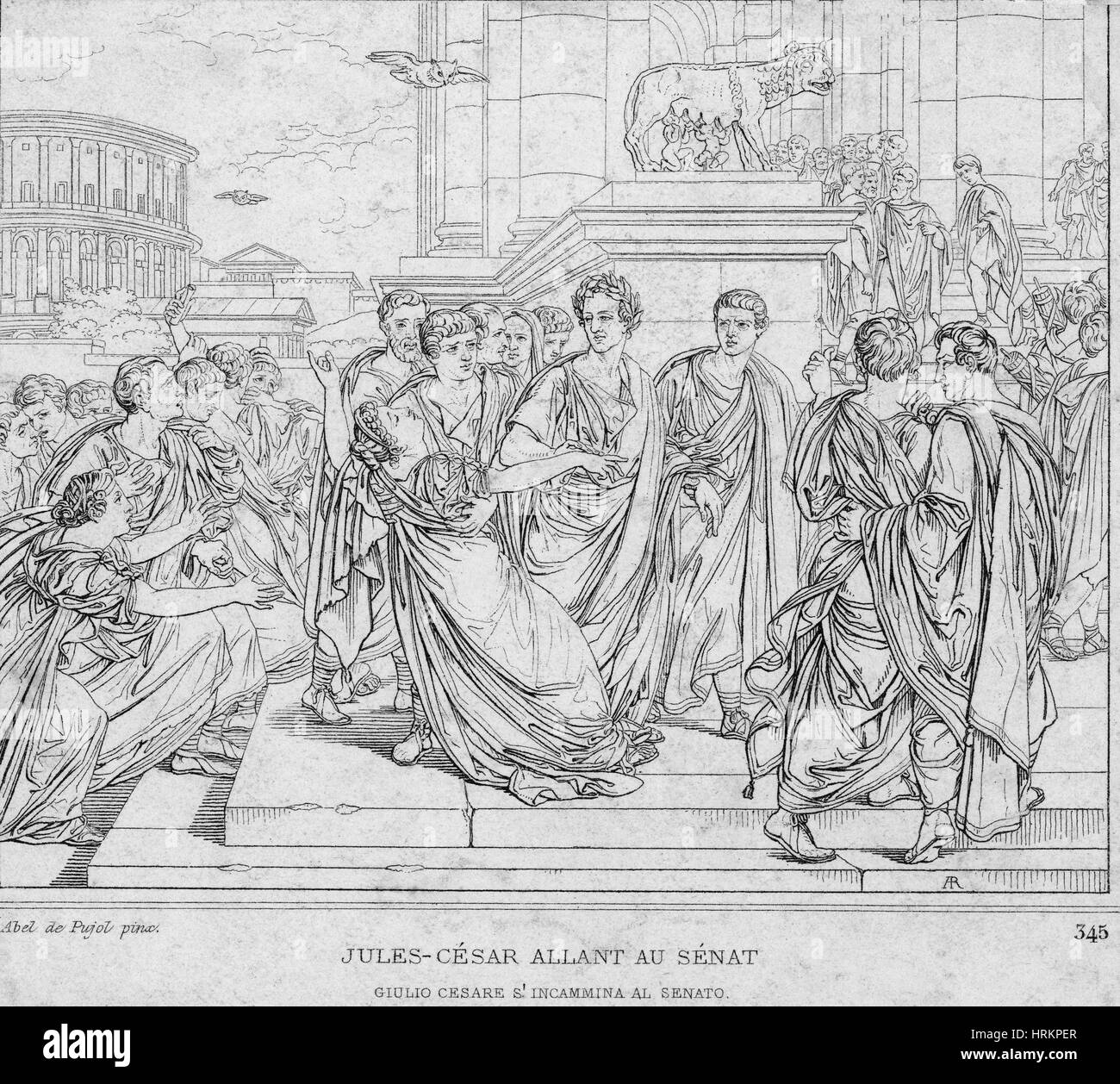 Asesinato de Julio César, año 44 A.C. Foto de stock