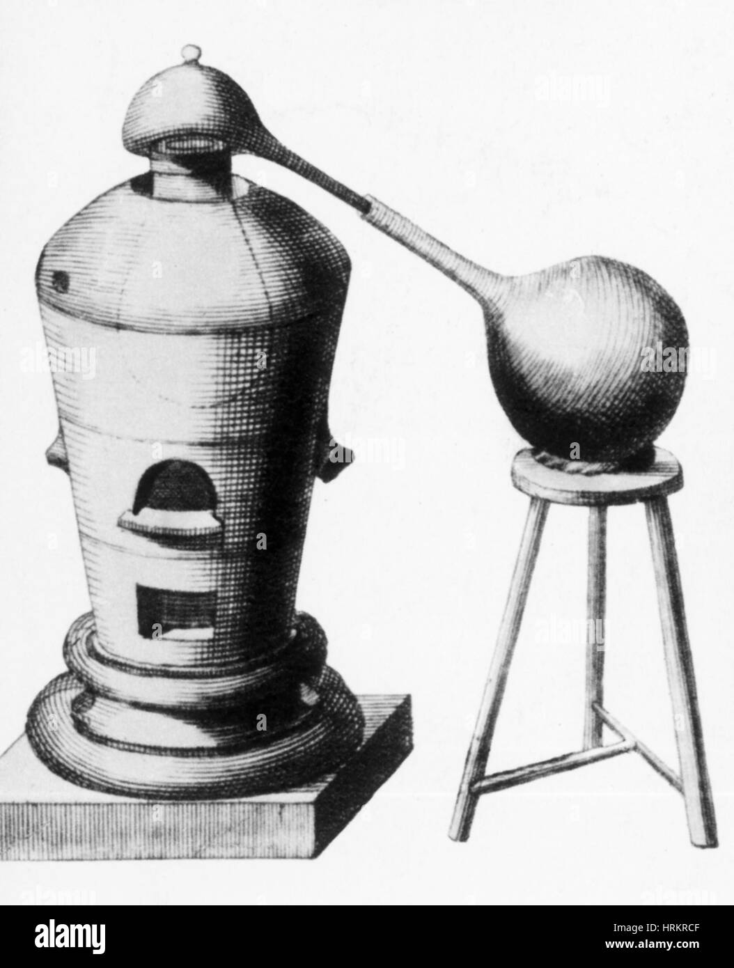 La destilación, Alembic, Siglo XVIII Foto de stock