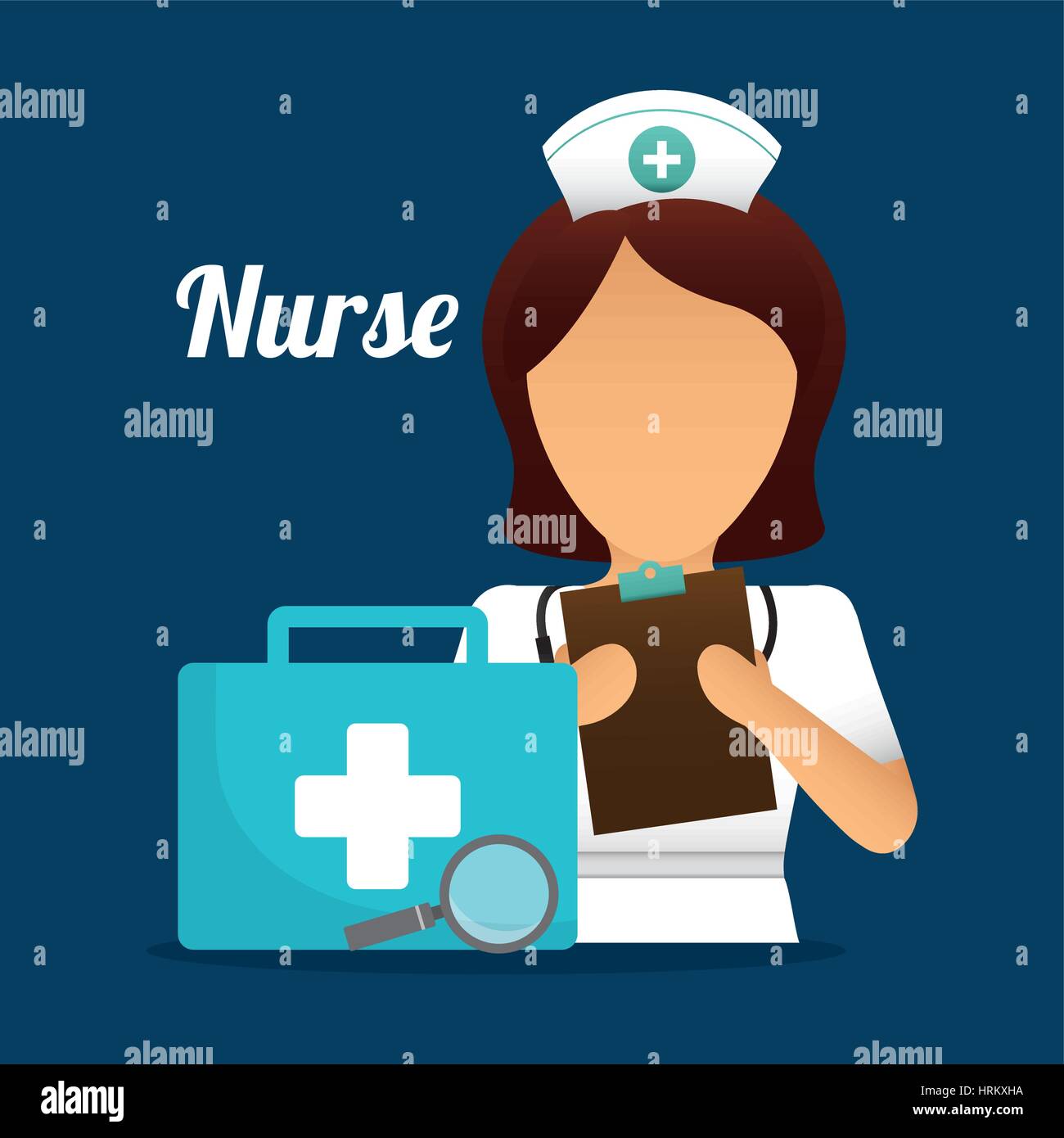 Enfermera maleta de primeros auxilios médicos informe portapapeles Imagen  Vector de stock - Alamy