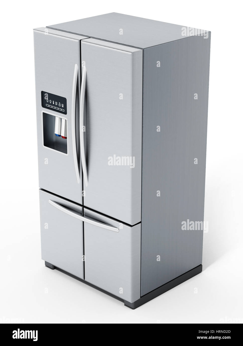 Plata genérico refrigerador aislado sobre fondo blanco. Ilustración 3D. Foto de stock