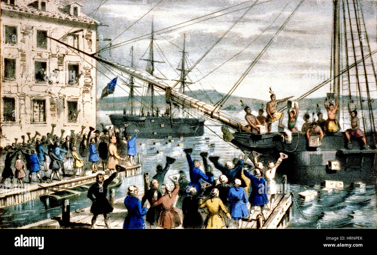 Destruction of tea at boston harbor fotografías e imágenes de alta