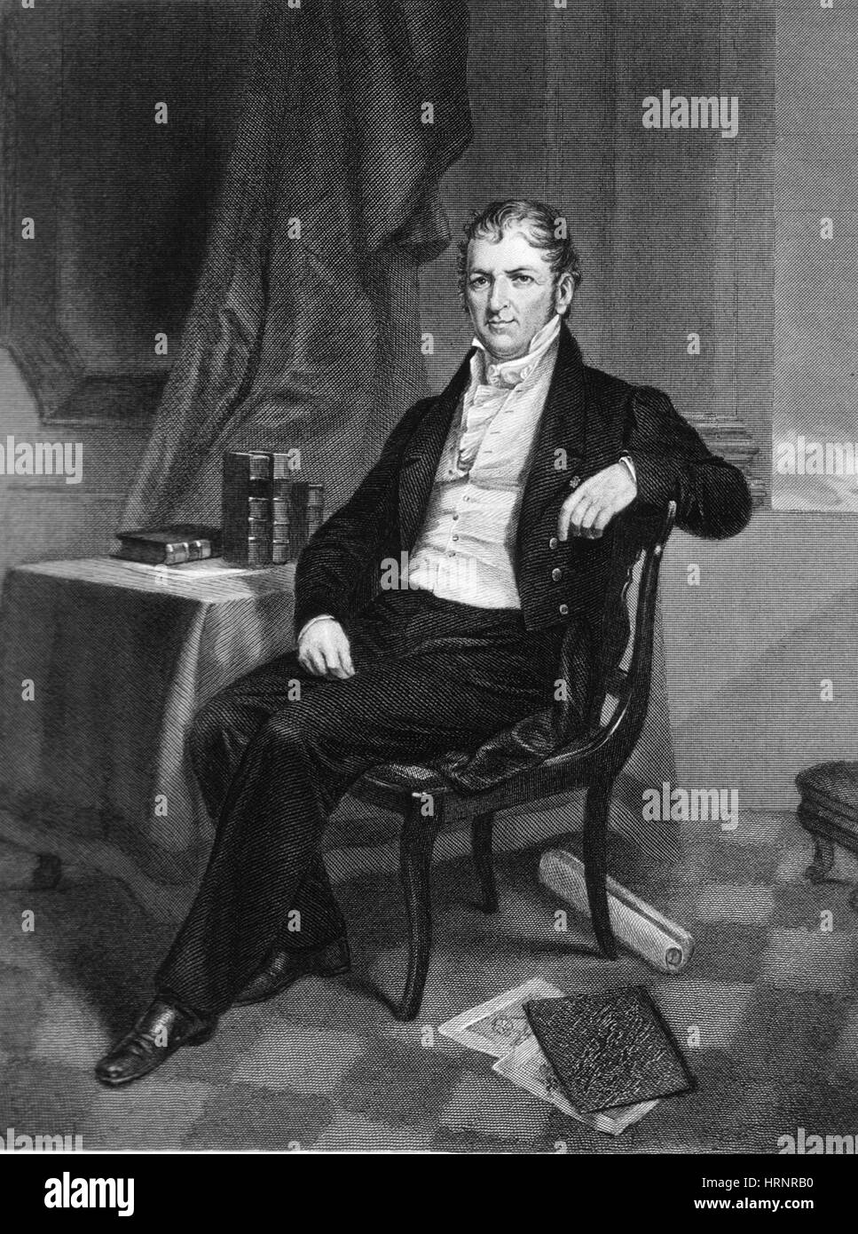 Retrato de eli whitney grabado del siglo xix Imágenes de stock en