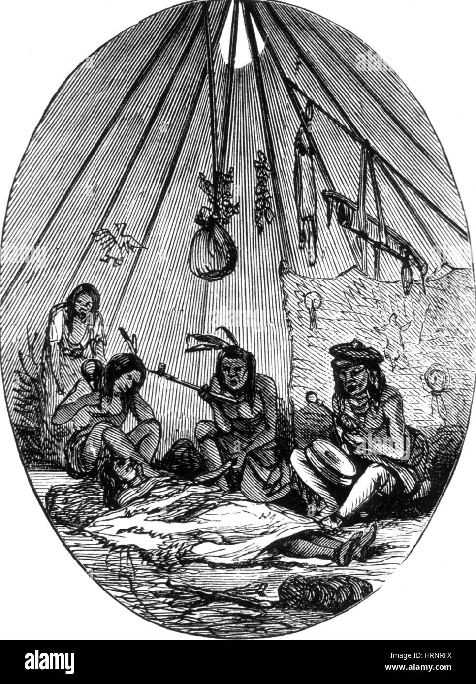 American Indian Medicine Lodge, 1868 Foto de stock