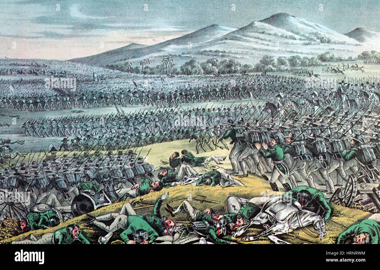 La guerra mexicano-americana, la batalla de Buena Vista, 1847 Foto de stock