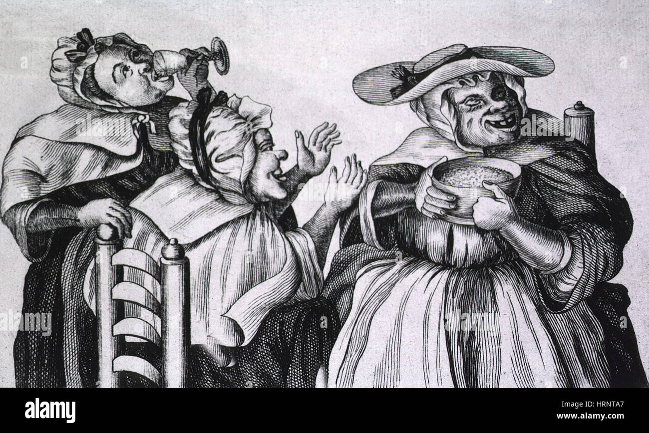 Caricatura de tres alcohólicos, 1773 Foto de stock