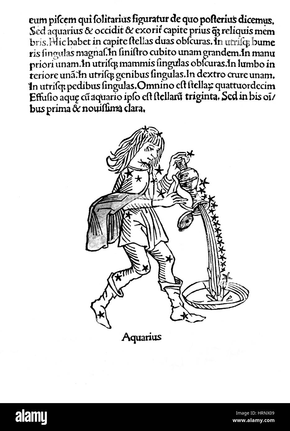 La constelación de Acuario, Zodiac, 1482 Foto de stock