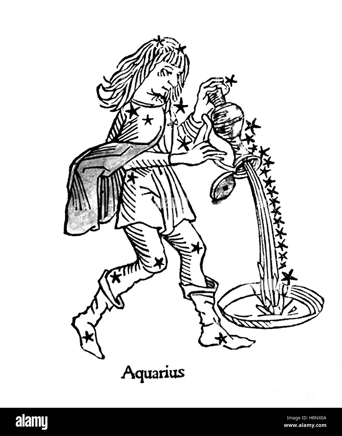 La constelación de Acuario, signo del zodíaco, 1482 Foto de stock