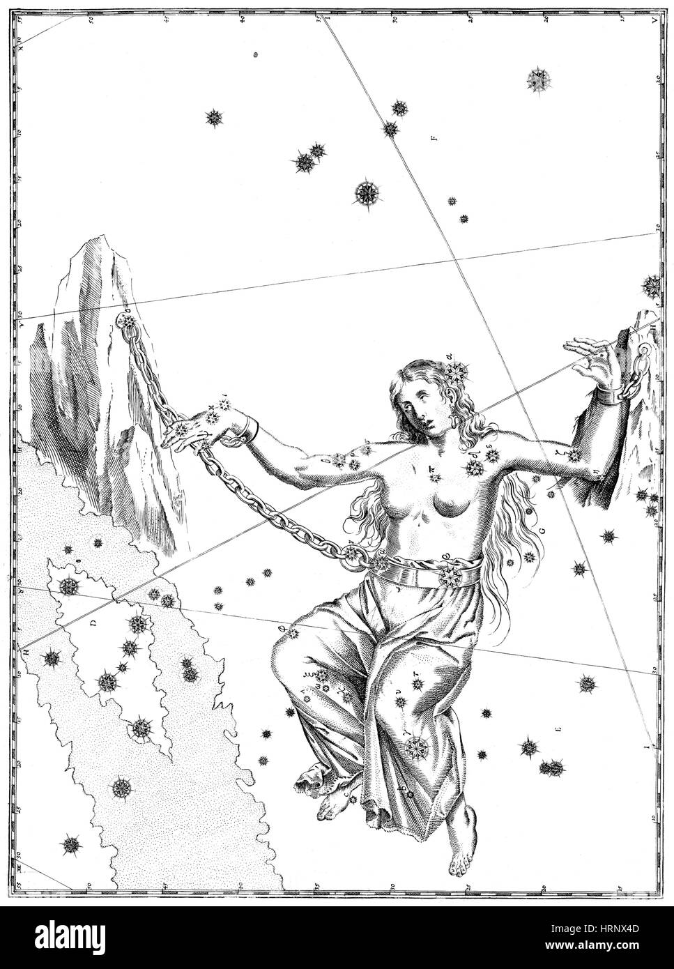 Constelación de Andrómeda, 1661 Foto de stock