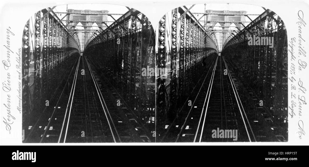 Cable Vía, Puente de Brooklyn, 1897. Foto de stock