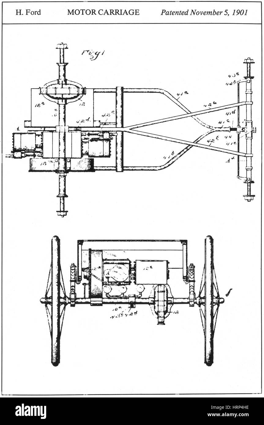 Henry Ford Motor patente Carro, 1901 Foto de stock