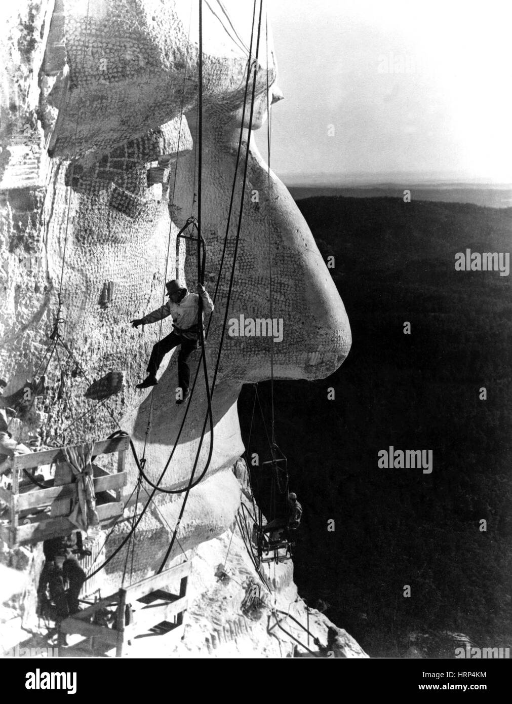 Lincoln tallado en el Monte Rushmore, 1936 Foto de stock