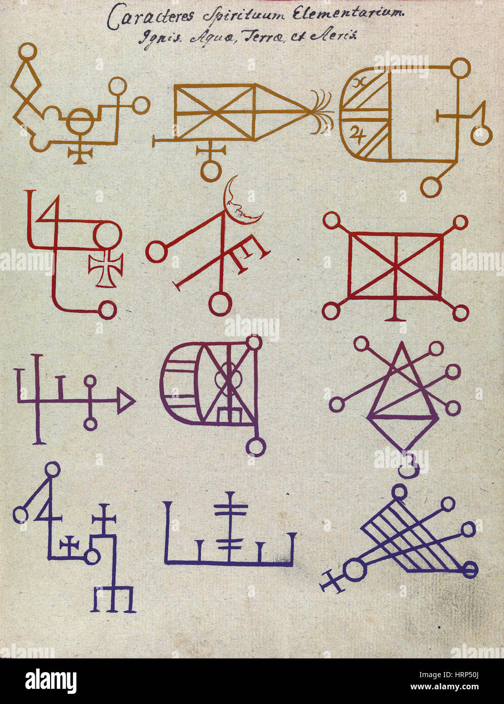 Signos y Sigils cabalista, Siglo XVIII Foto de stock