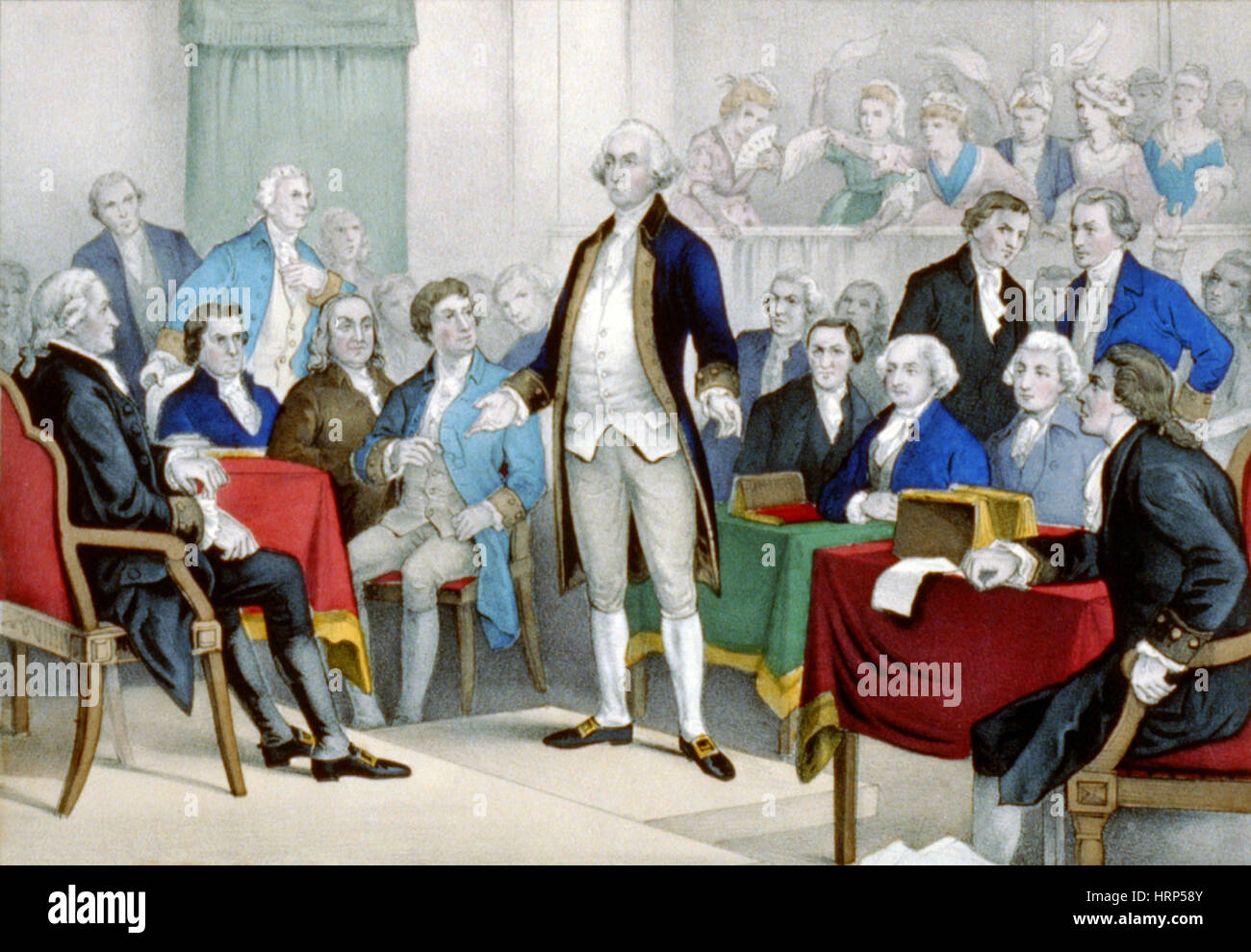 Washington fue nombrado Comandante en Jefe, 1775 Foto de stock