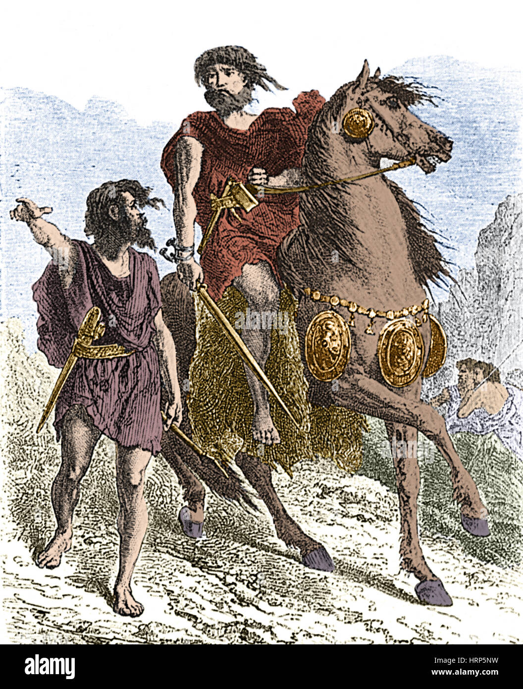 El hombre prehistórico, de la Edad del Bronce Guerrero Foto de stock