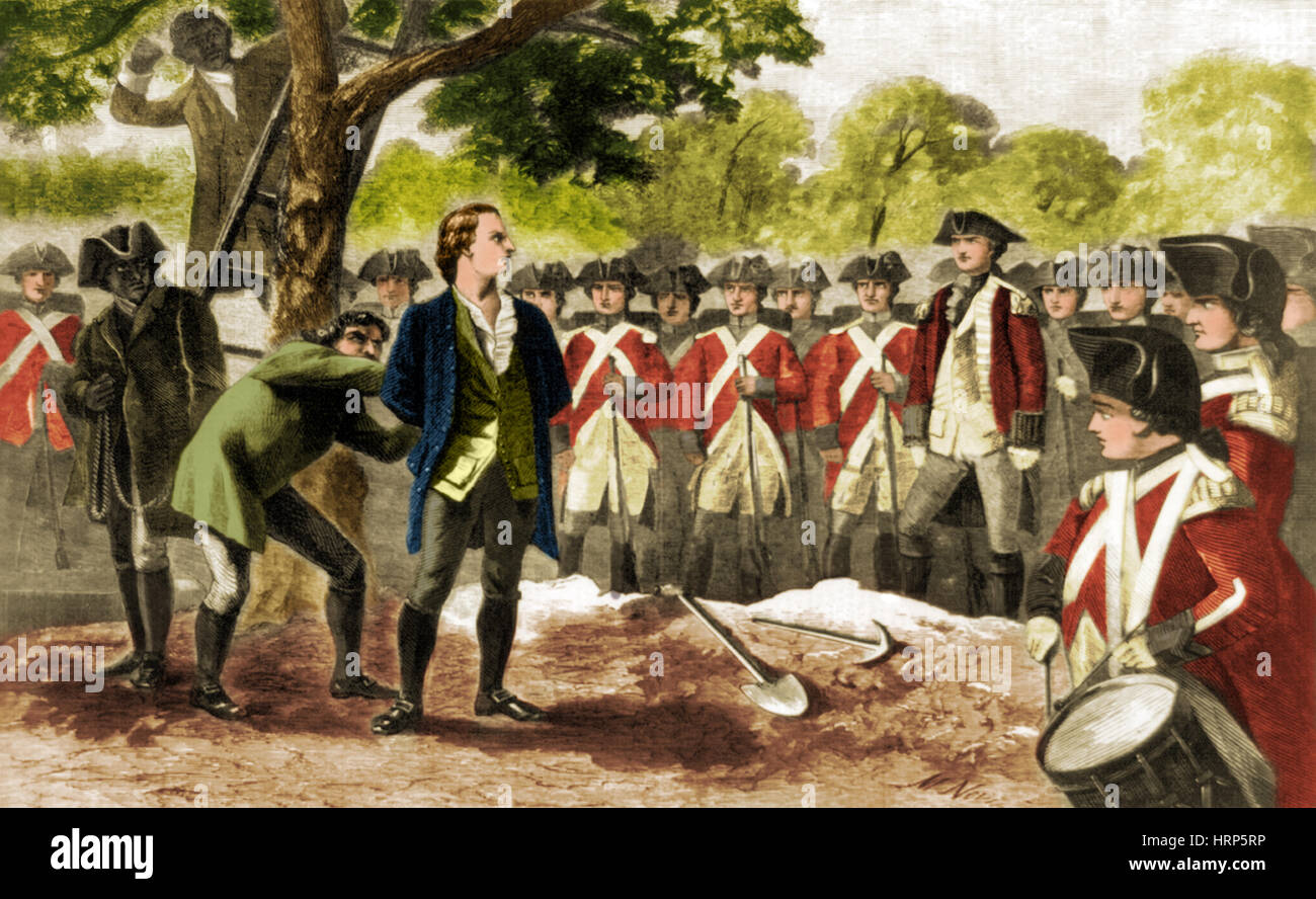 La ejecución de Nathan Hale, 1776 Foto de stock