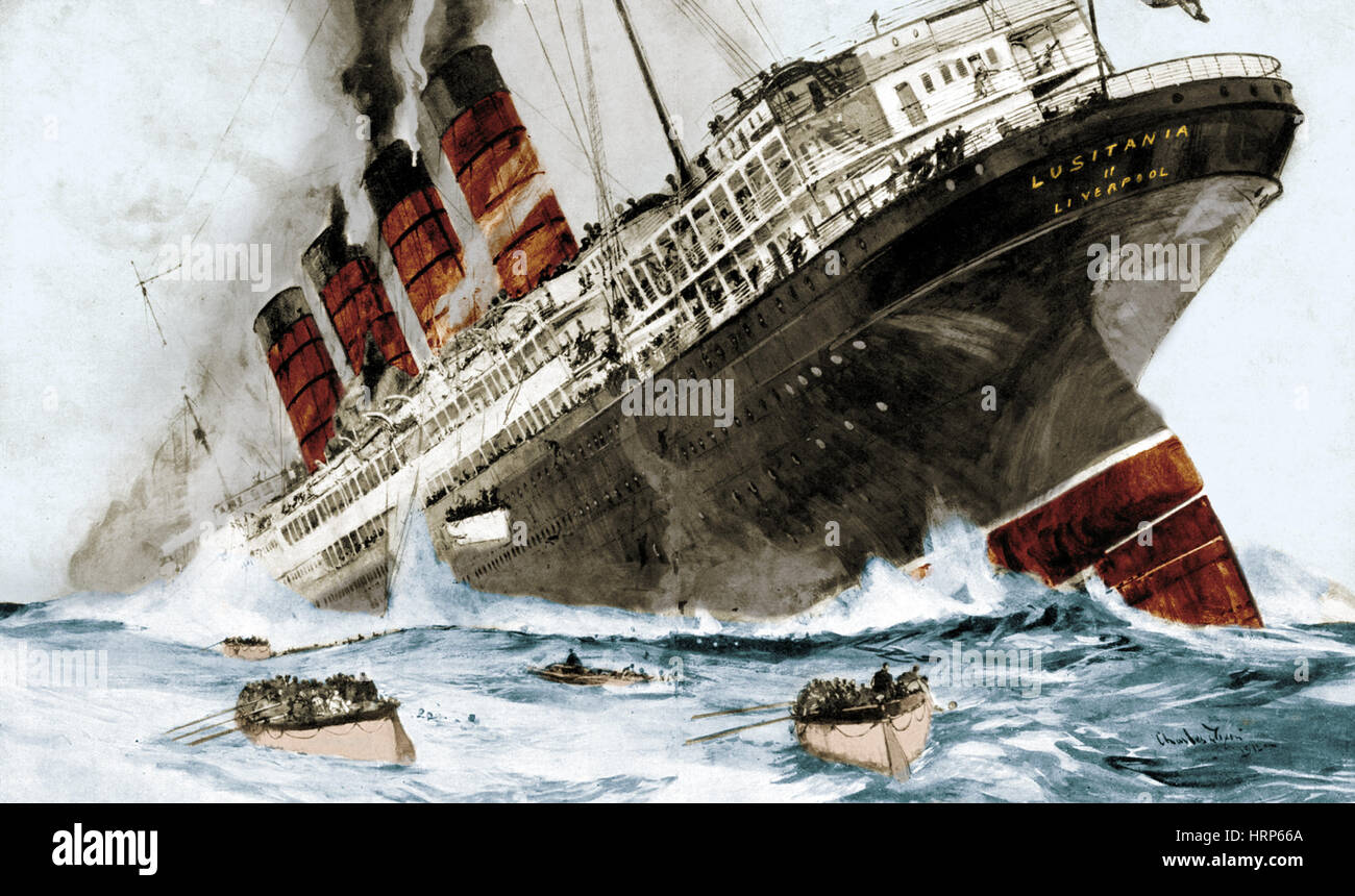 Hundimiento Del Rms Lusitania Fecha De Inicio La primera guerra mundial, el hundimiento del RMS Lusitania, 1915  Fotografía de stock - Alamy
