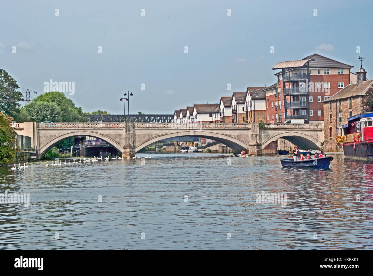 Peterborough, Cambridgeshire, Milton Frrry Puente sobre el río Nene, Foto de stock