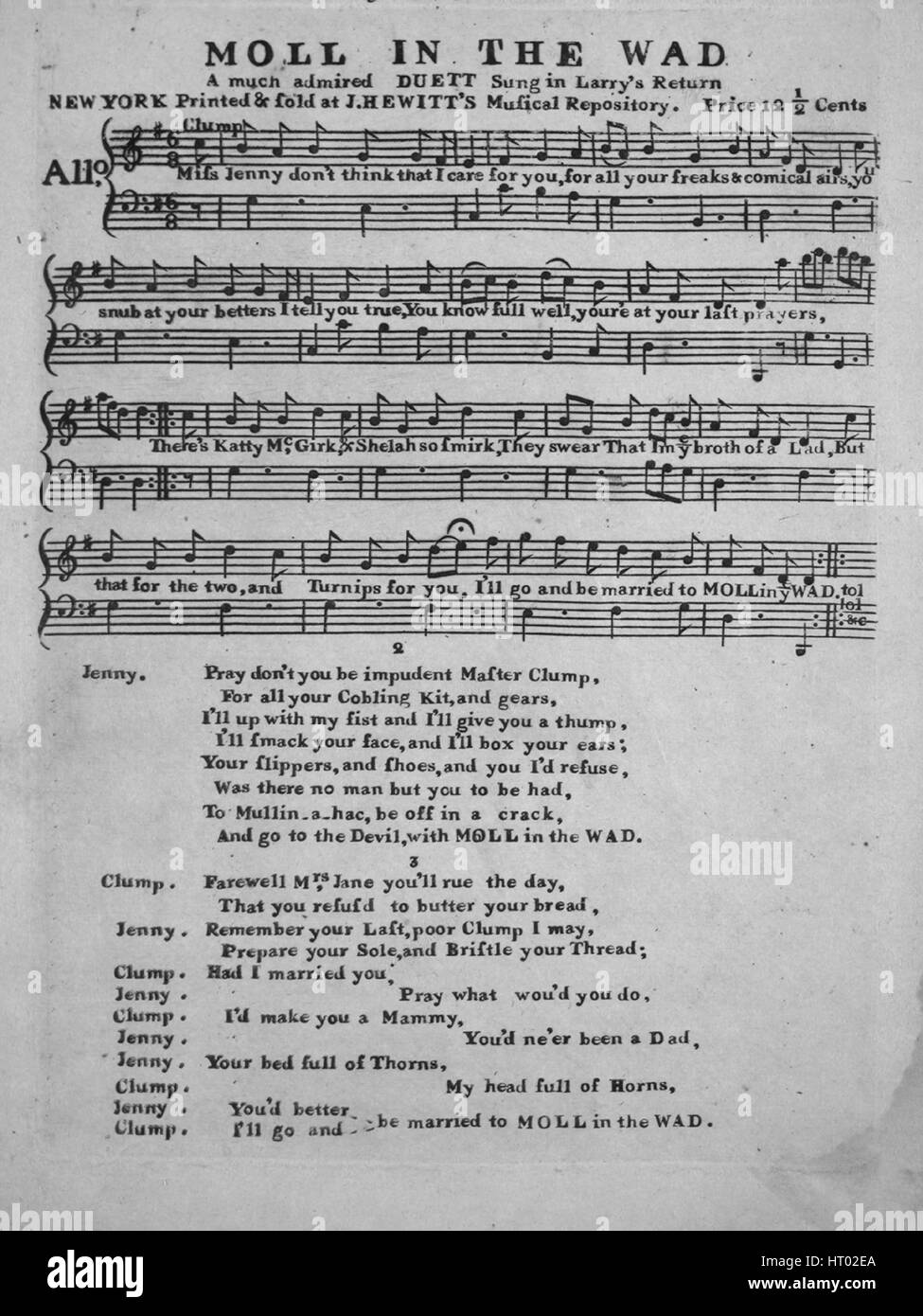 Imagen de cubierta de partituras de la canción 'MLot en el Wad un muy  admirado Duett cantado en Larry's Return\